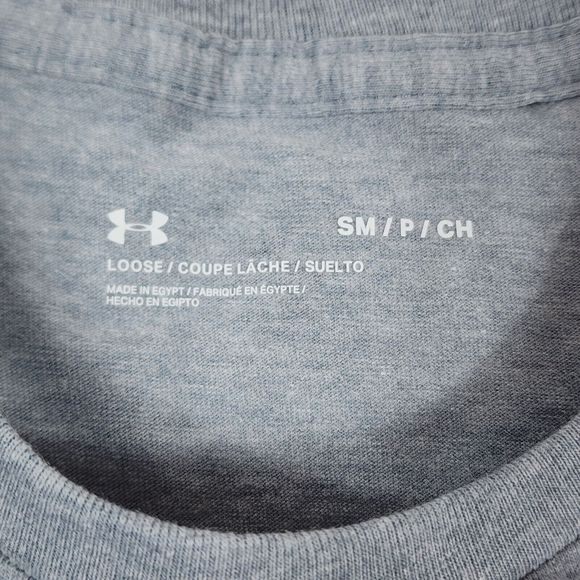 Under Armour Tshirt Mens Small Grey Foundation Logo Graphic Tee Active Gym Top - Picture 5 of 9